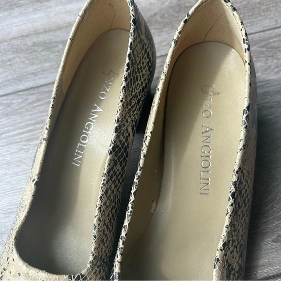Enzo Angiolini Snake  Skin Square Toe Block Heel Pumps - Picture 6 of 15